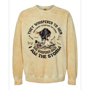 Womens Dragonfly Black Women She Whispered Back I Am The Storm Colorblast Crewneck Sweatshirt