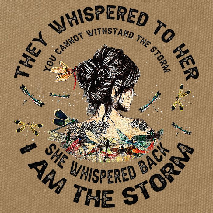 Womens Dragonfly Black Women She Whispered Back I Am The Storm Cotton Canvas Backpack