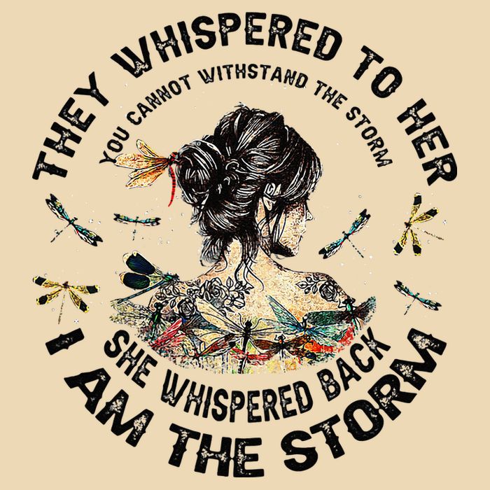Womens Dragonfly Black Women She Whispered Back I Am The Storm Drawstring Bag