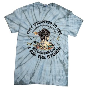 Womens Dragonfly Black Women She Whispered Back I Am The Storm Tie-Dye T-Shirt