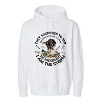 Womens Dragonfly Black Women She Whispered Back I Am The Storm Garment-Dyed Fleece Hoodie