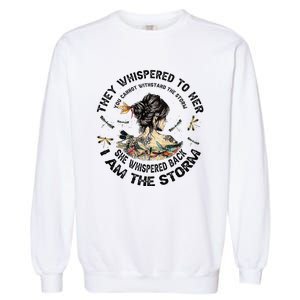 Womens Dragonfly Black Women She Whispered Back I Am The Storm Garment-Dyed Sweatshirt