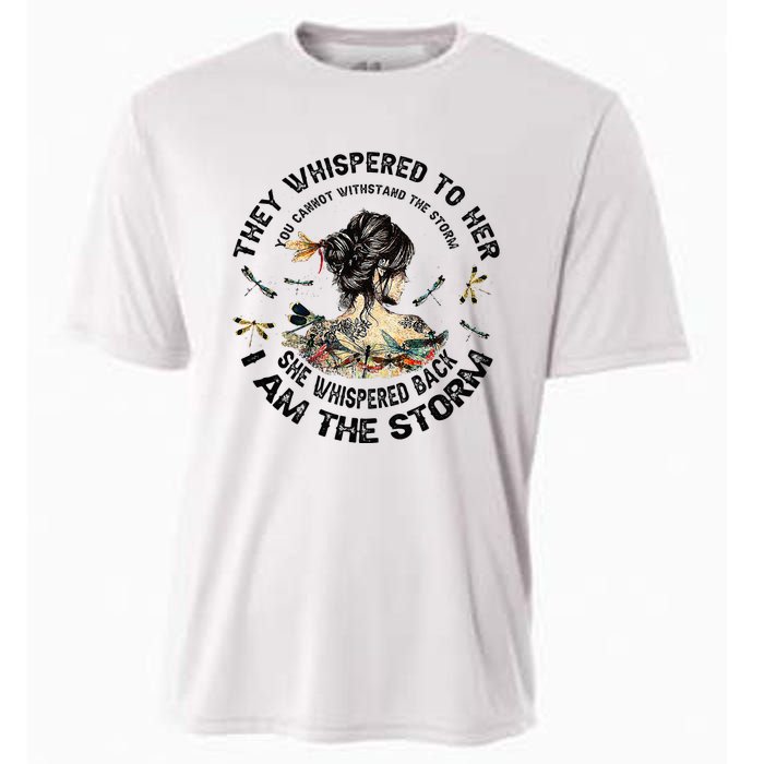 Womens Dragonfly Black Women She Whispered Back I Am The Storm Cooling Performance Crew T-Shirt