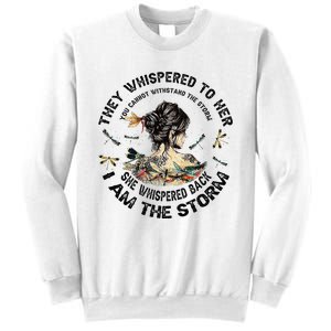 Womens Dragonfly Black Women She Whispered Back I Am The Storm Sweatshirt