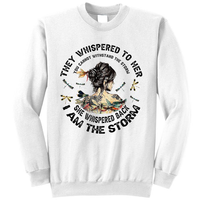 Womens Dragonfly Black Women She Whispered Back I Am The Storm Sweatshirt