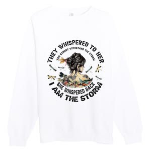 Womens Dragonfly Black Women She Whispered Back I Am The Storm Premium Crewneck Sweatshirt