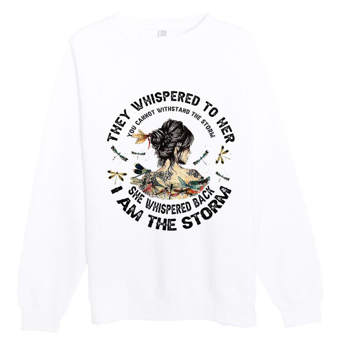 Womens Dragonfly Black Women She Whispered Back I Am The Storm Premium Crewneck Sweatshirt