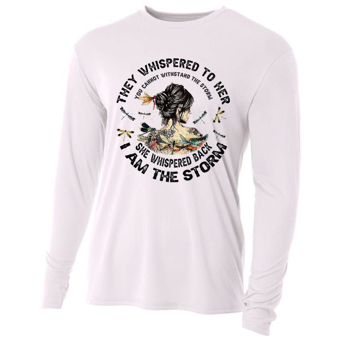 Womens Dragonfly Black Women She Whispered Back I Am The Storm Cooling Performance Long Sleeve Crew