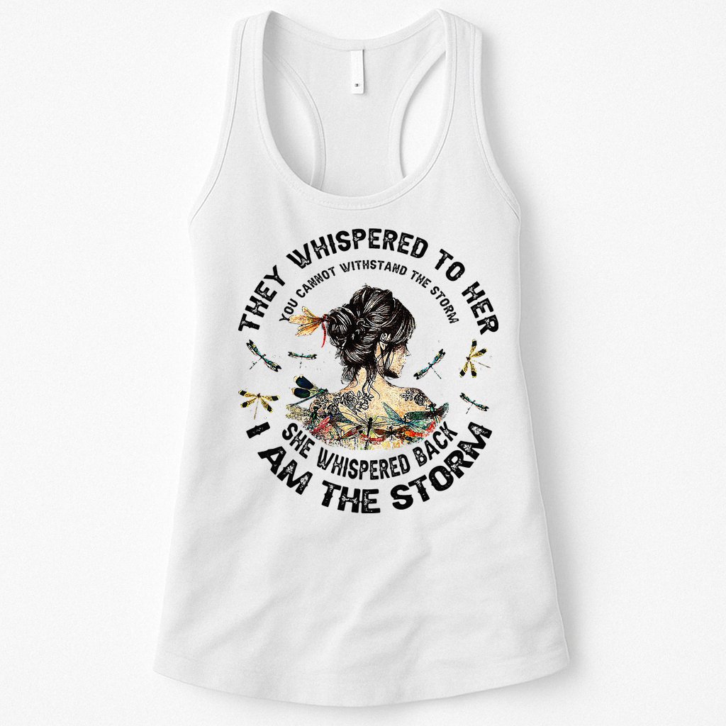 Womens Dragonfly Black Women She Whispered Back I Am The Storm Womens Tank Top
