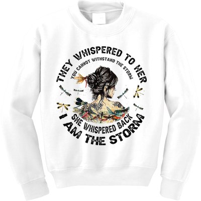 Womens Dragonfly Black Women She Whispered Back I Am The Storm Kids Sweatshirt