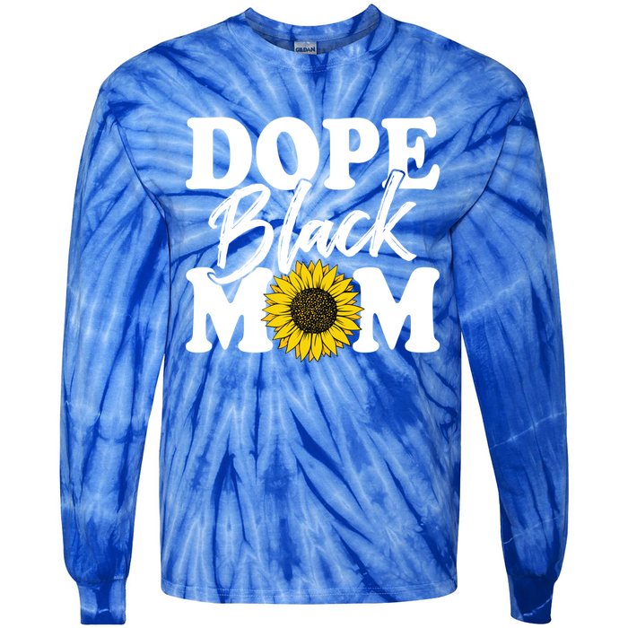 Wo Dope Black Mom Afro American Messy Bun Mathers Day Gift Tie-Dye Long Sleeve Shirt