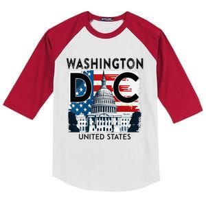 Washington Dc Capitol Hill Usa Souvenirs Kids Colorblock Raglan Jersey