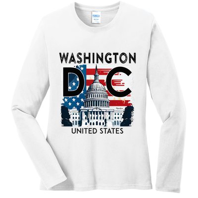Washington Dc Capitol Hill Usa Souvenirs Ladies Long Sleeve Shirt