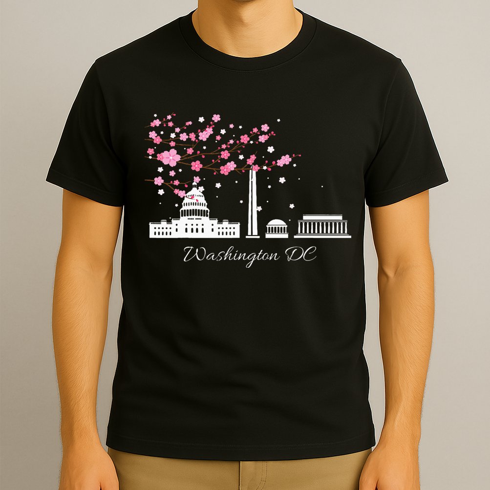 Washington Dc Cherry Blossoms Monuments Memorial T-Shirt