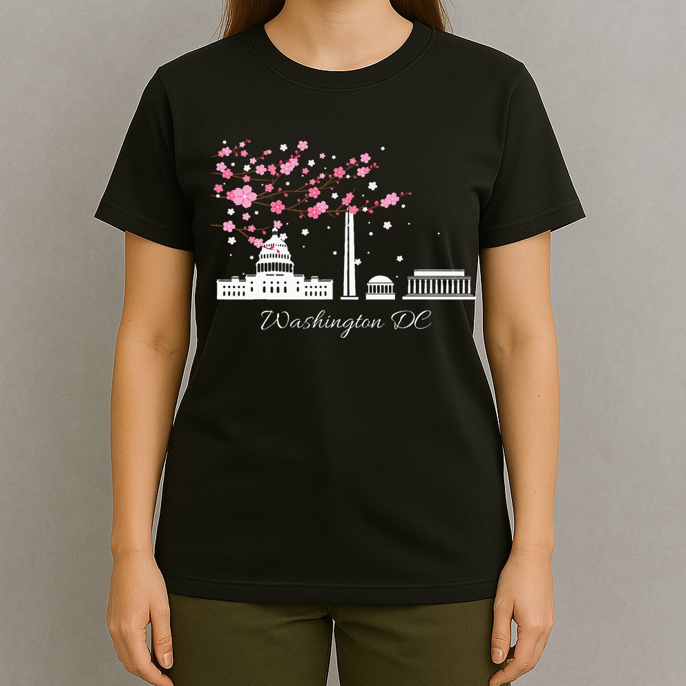 Washington Dc Cherry Blossoms Monuments Memorial T-Shirt