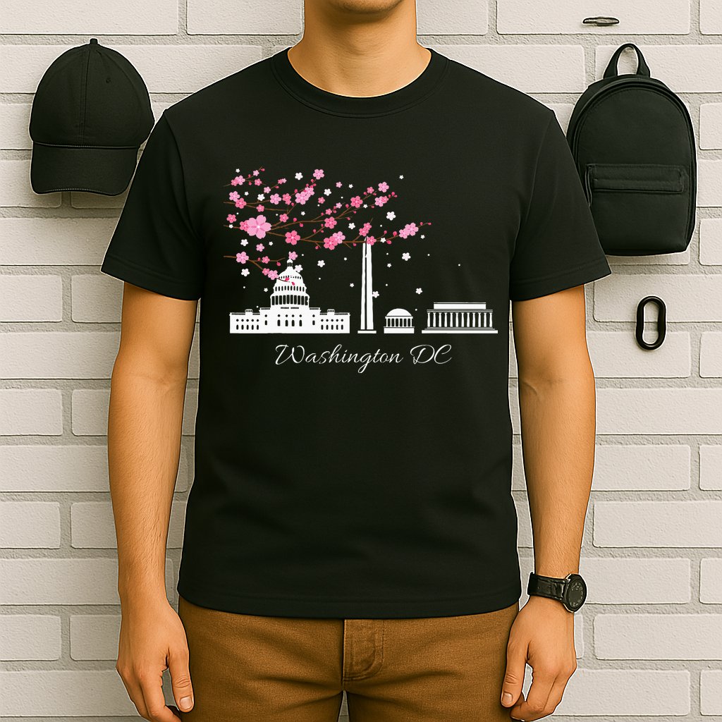Washington Dc Cherry Blossoms Monuments Memorial T-Shirt