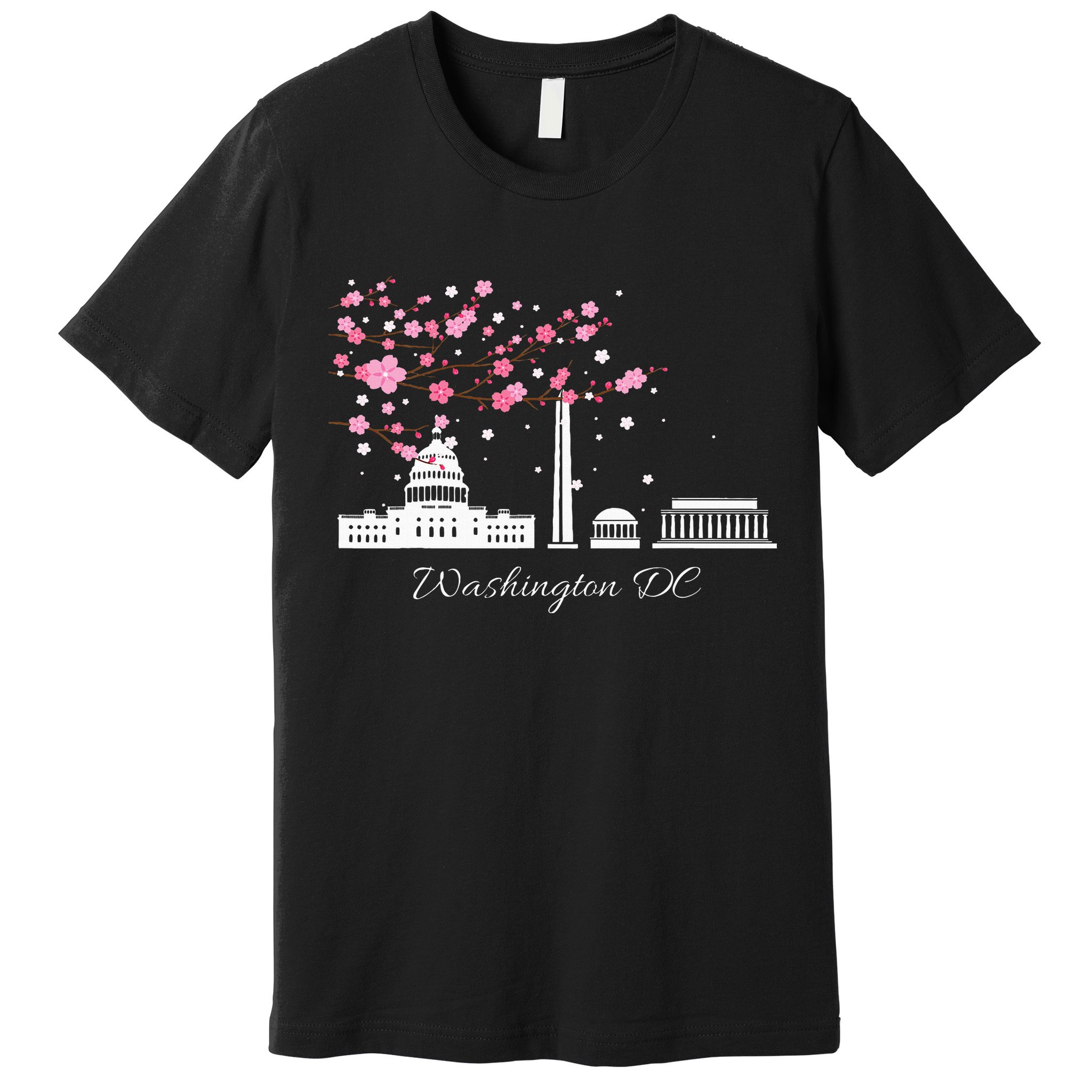 Washington Dc Cherry Blossoms Monuments Memorial Premium T-Shirt