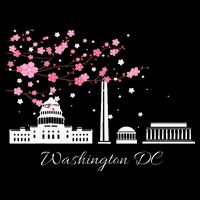 Washington Dc Cherry Blossoms Monuments Memorial Premium T-Shirt