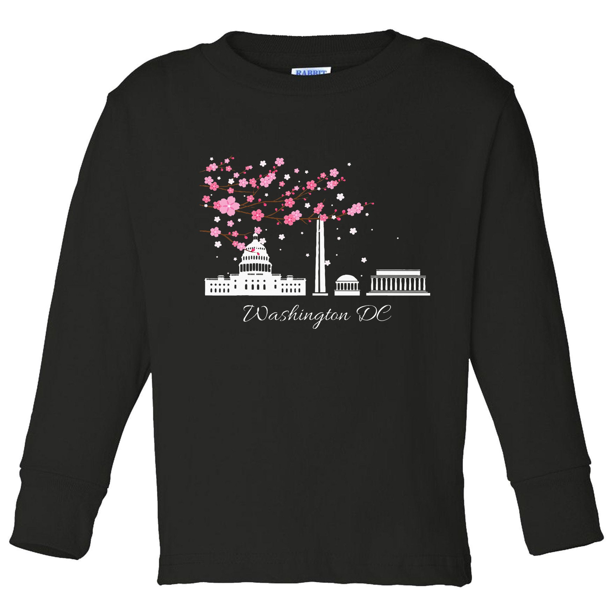 Washington Dc Cherry Blossoms Monuments Memorial Toddler Long Sleeve Shirt