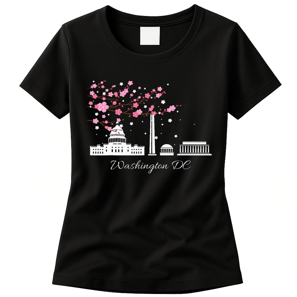 Washington Dc Cherry Blossoms Monuments Memorial Womens T-Shirt