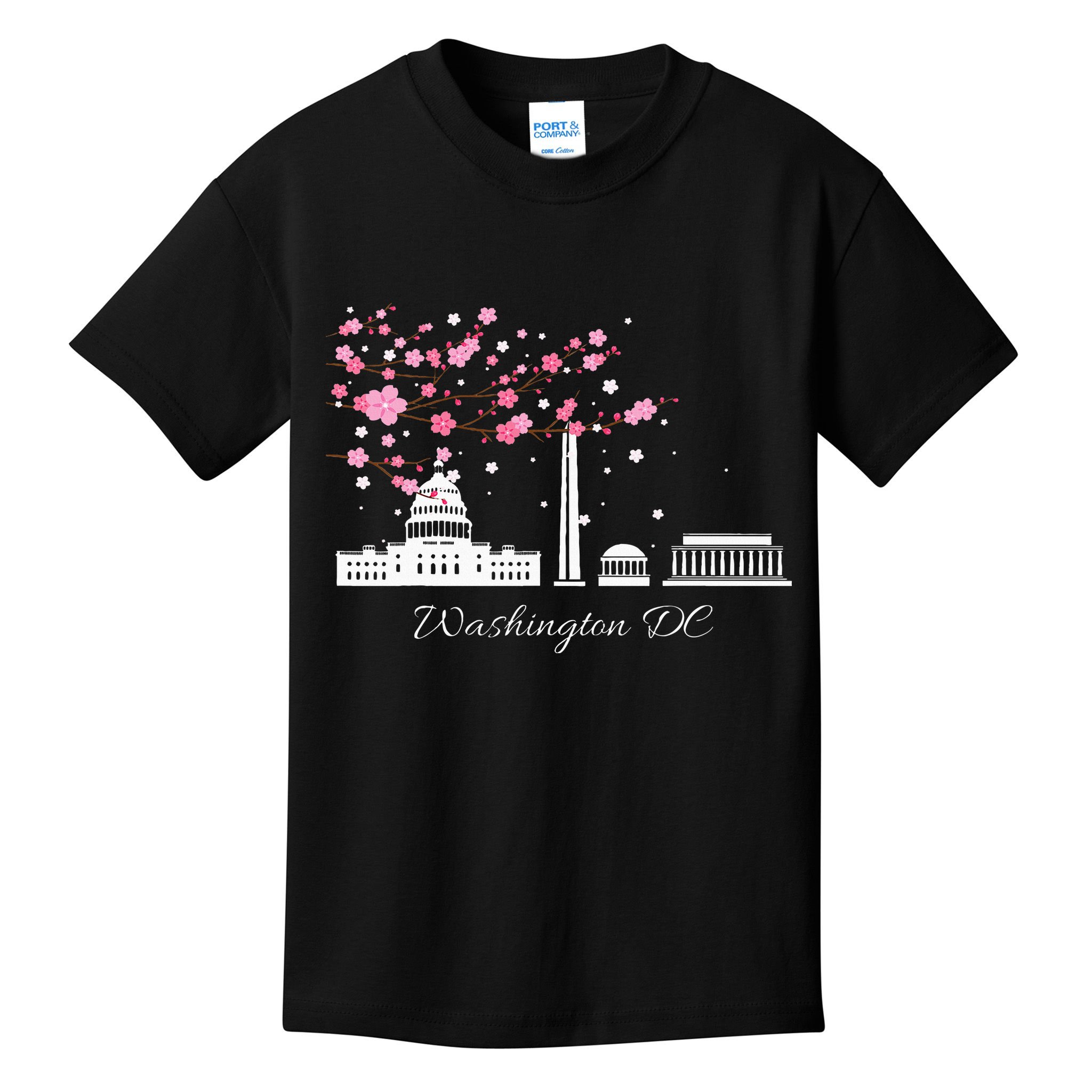 Washington Dc Cherry Blossoms Monuments Memorial Kids T-Shirt