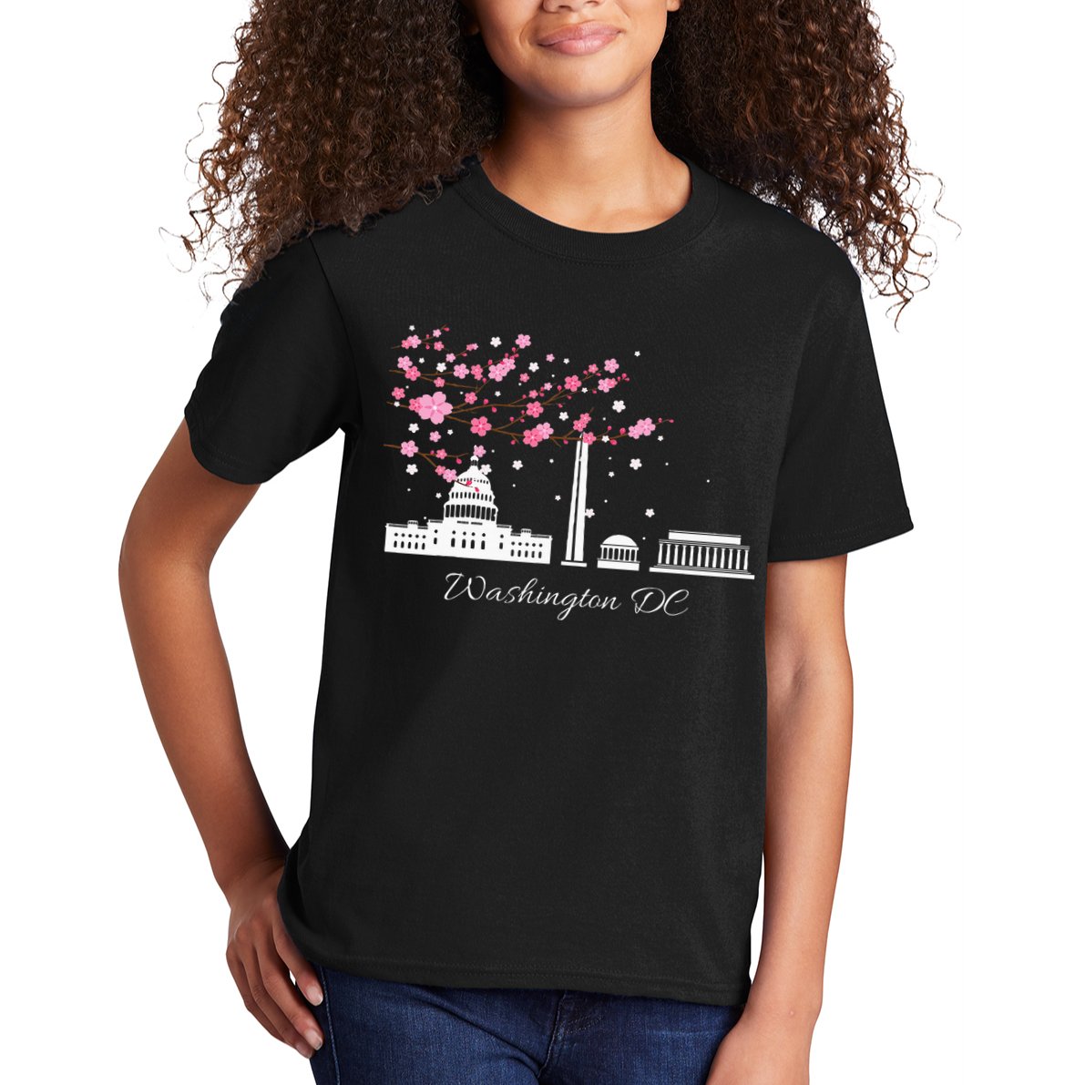 Washington Dc Cherry Blossoms Monuments Memorial Kids T-Shirt