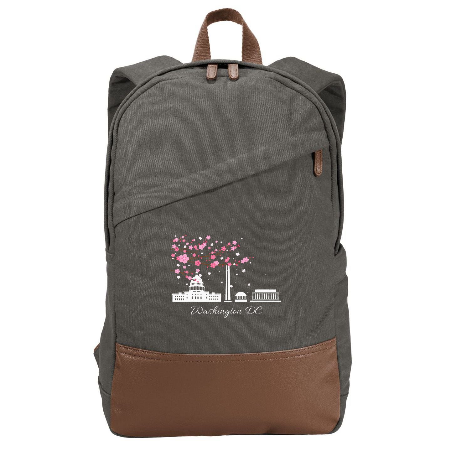 Washington Dc Cherry Blossoms Monuments Memorial Cotton Canvas Backpack