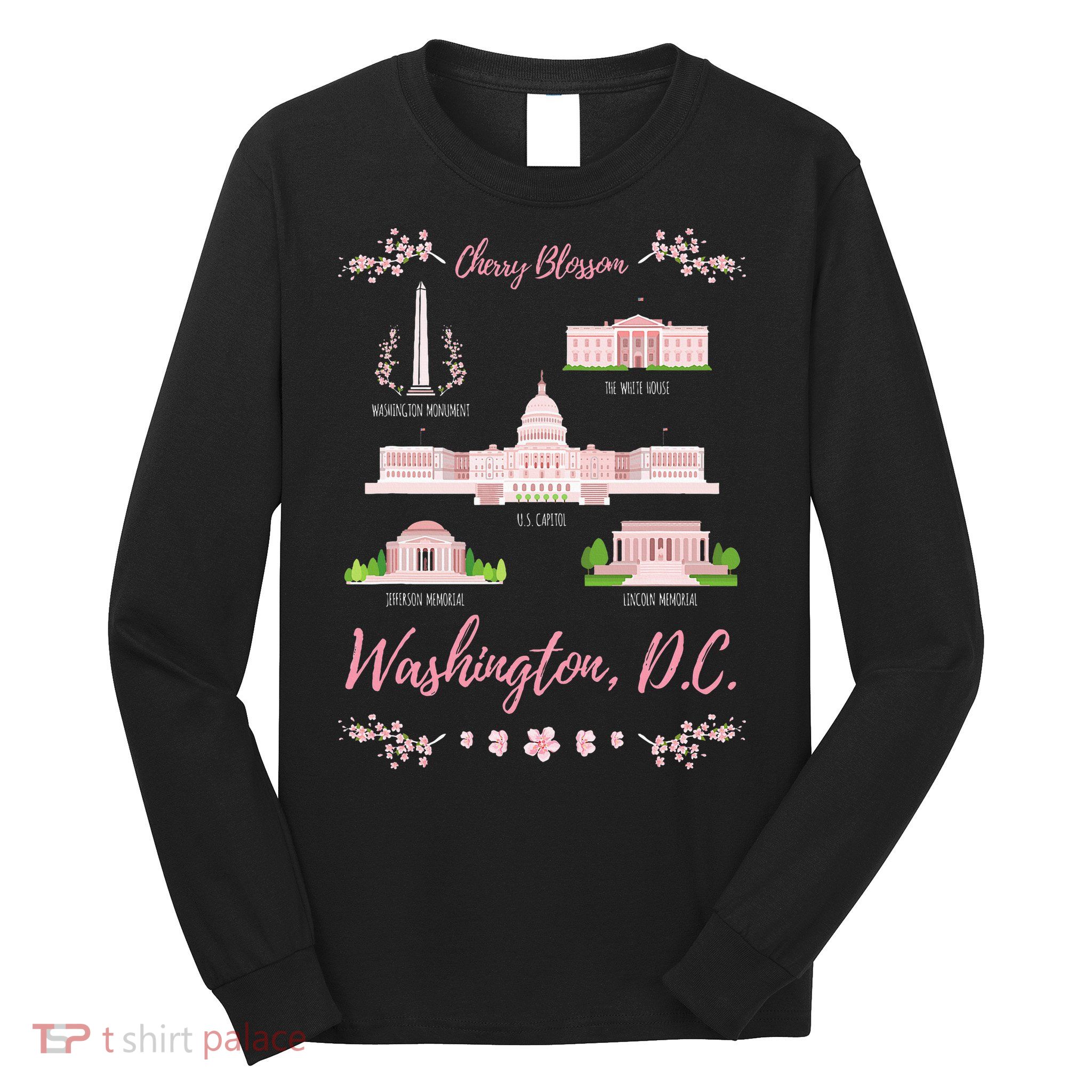 Washington Dc Cherry Blossom Monument Long Sleeve Shirt