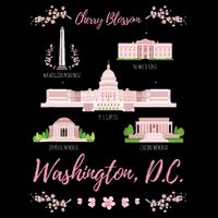 Washington Dc Cherry Blossom Monument Button