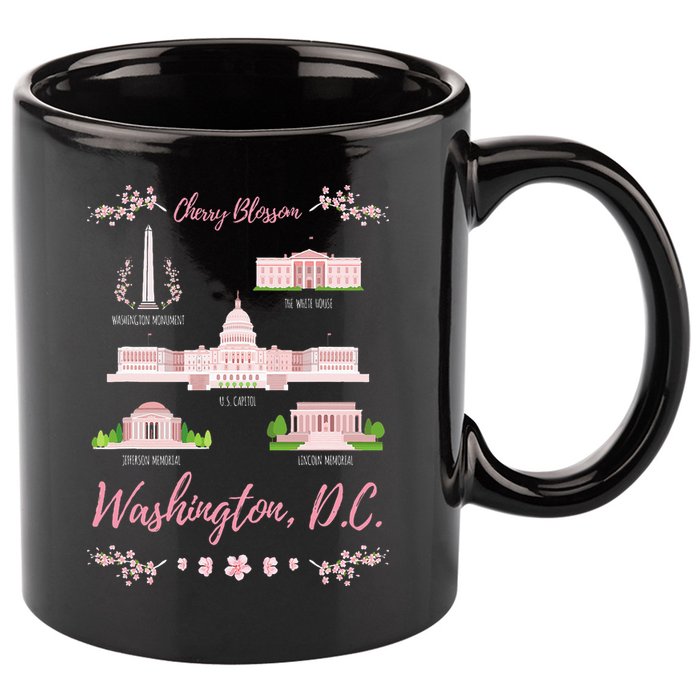 Washington Dc Cherry Blossom Monument 11oz C Handle Ceramic Mug