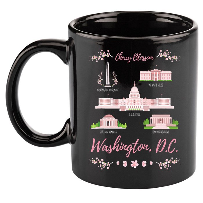 Washington Dc Cherry Blossom Monument 11oz C Handle Ceramic Mug