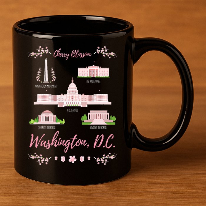Washington Dc Cherry Blossom Monument 11oz C Handle Ceramic Mug
