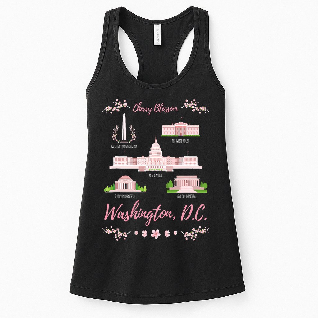Washington Dc Cherry Blossom Monument Womens Tank Top