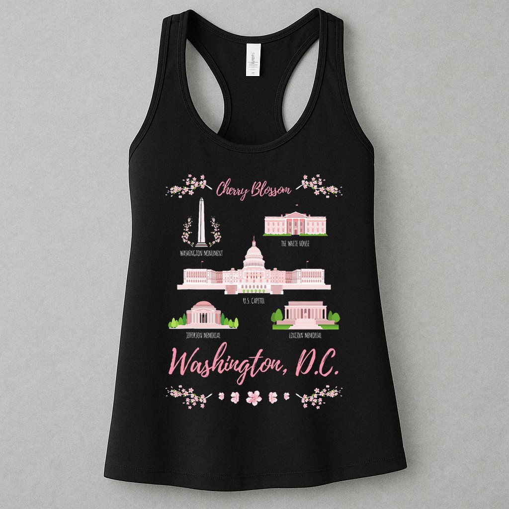 Washington Dc Cherry Blossom Monument Womens Tank Top