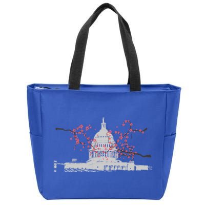 Washington Dc Capitol Hill Usa Souvenir Cherry Blossoms Gift Zip Tote Bag