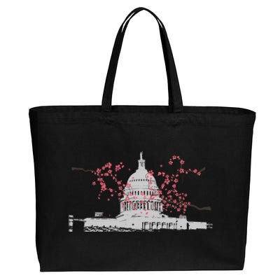 Washington Dc Capitol Hill Usa Souvenir Cherry Blossoms Gift Cotton Canvas Jumbo Tote