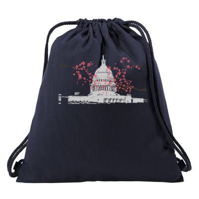 Washington Dc Capitol Hill Usa Souvenir Cherry Blossoms Gift Drawstring Bag