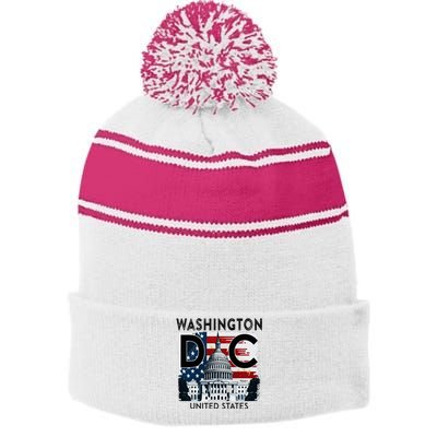 Washington Dc Capitol Hill Usa Souvenirs Gifts Stripe Pom Pom Beanie