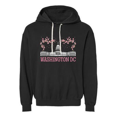 Washington Dc Cherry Blossom Monument Garment-Dyed Fleece Hoodie