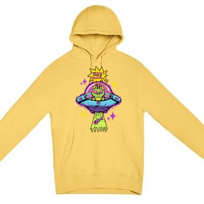 We Dont Come In Peace Space Cosmic Cat Ufo Alien Abduction Gift Premium Pullover Hoodie