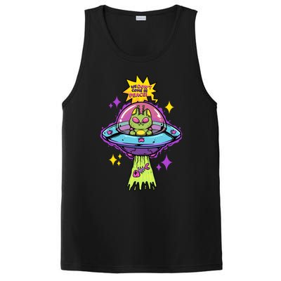 We Dont Come In Peace Space Cosmic Cat Ufo Alien Abduction Gift PosiCharge Competitor Tank