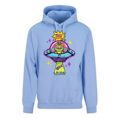 We Dont Come In Peace Space Cosmic Cat Ufo Alien Abduction Gift Unisex Surf Hoodie