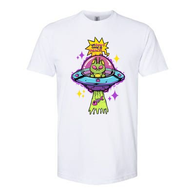 We Dont Come In Peace Space Cosmic Cat Ufo Alien Abduction Gift Softstyle CVC T-Shirt