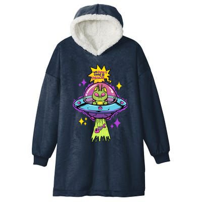 We Dont Come In Peace Space Cosmic Cat Ufo Alien Abduction Gift Hooded Wearable Blanket