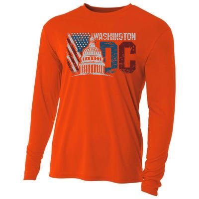 Washington Dc Capitol Hill Usa Flag Souvenir Cooling Performance Long Sleeve Crew