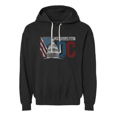 Washington Dc Capitol Hill Usa Flag Souvenir Garment-Dyed Fleece Hoodie