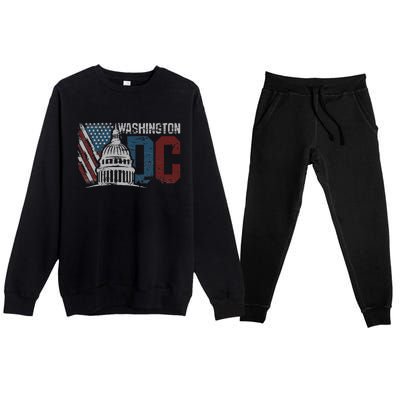 Washington Dc Capitol Hill Usa Flag Souvenir Premium Crewneck Sweatsuit Set