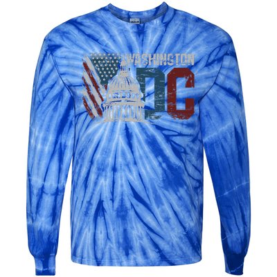 Washington Dc Capitol Hill Usa Flag Souvenir Tie-Dye Long Sleeve Shirt