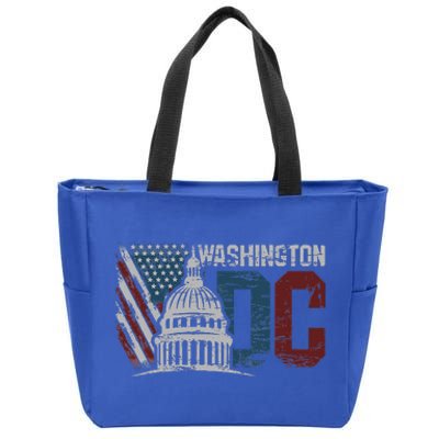 Washington Dc Capitol Hill Usa Flag Souvenir Zip Tote Bag