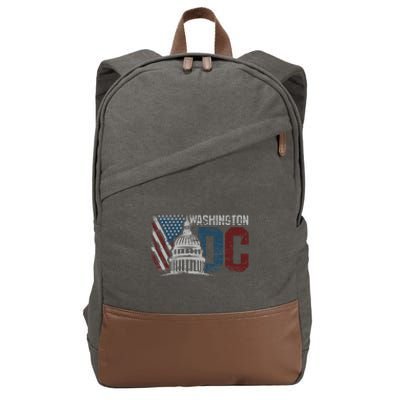 Washington Dc Capitol Hill Usa Flag Souvenir Cotton Canvas Backpack